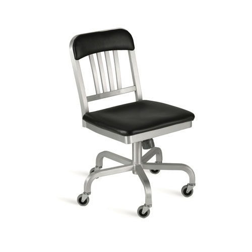 Emeco Navy Semi-Upholstered Swivel Side Chair