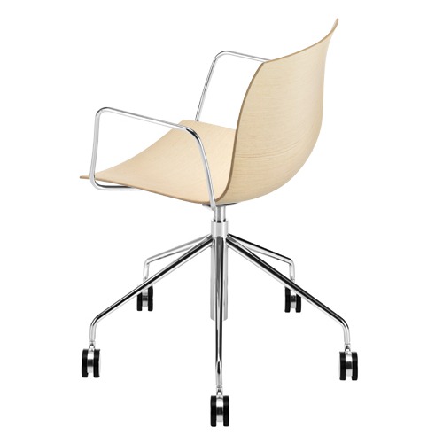 Arper Catifa 46 Task Arm Chair with Wood Seat