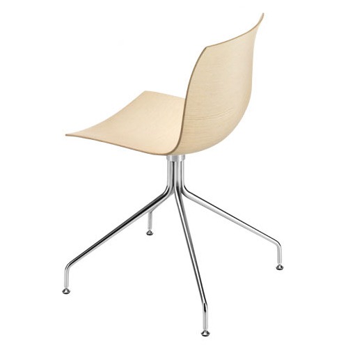 Arper Catifa 46 Chair On Trestle Base with Wood Seat