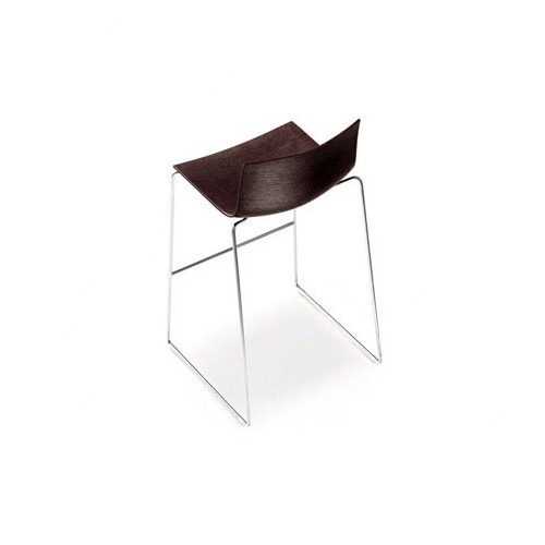 Arper Catifa 46 Counter Stool with Low Back Wood Seat